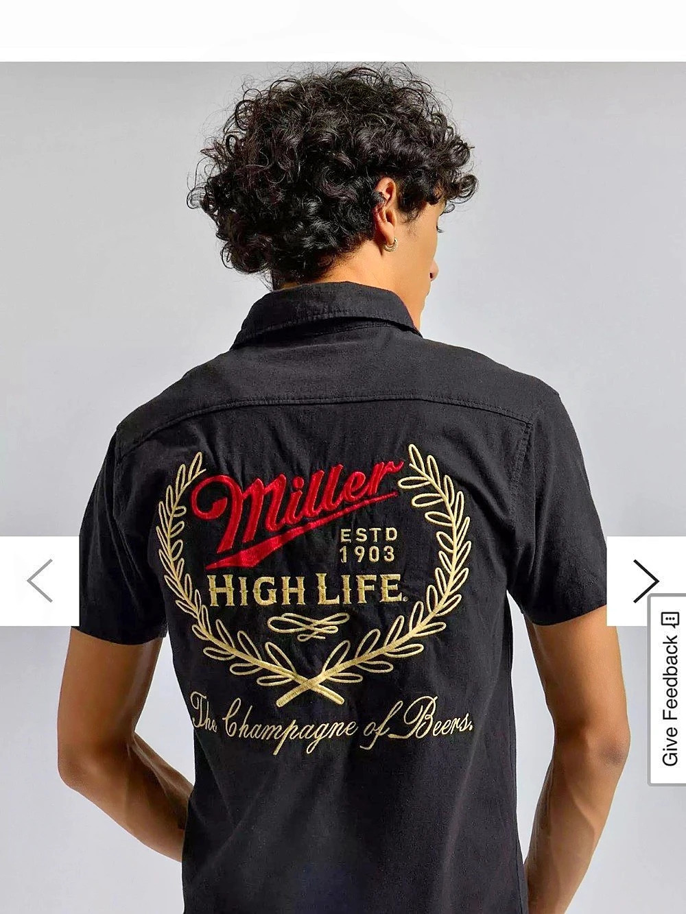 Miller High Life High Life Short Sleeve Button-Up in Black Size Medium